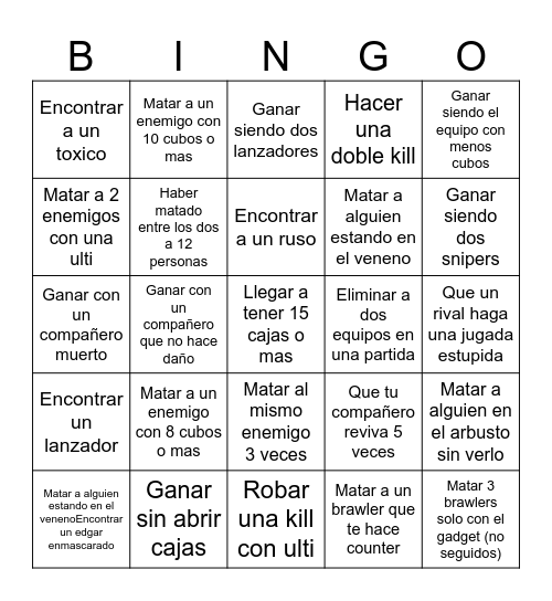 Bingo supervivencia D Luxe Bingo Card