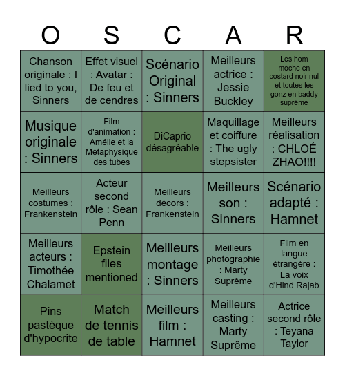 Bingoscar Bingo Card