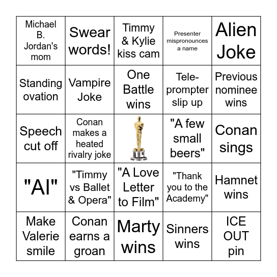 2026 Oscars Bingo Card