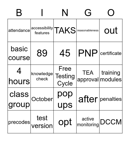 Campus Administrators LOVE State Testing Bingo Card