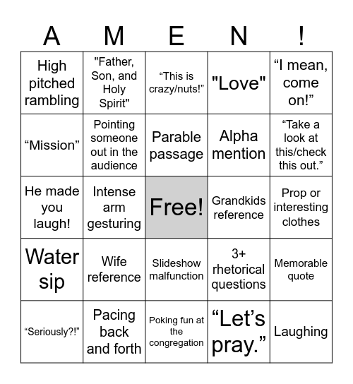 Outreach Pastor: Jeffrey Klein Bingo Card