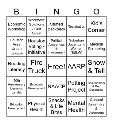 Community Family Fair Bingo Card