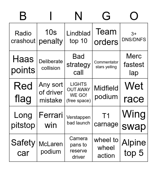 2026 Suzuka Bingo Card