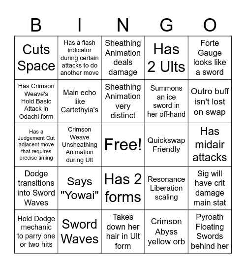 Hiyuki Theorycraft Bingo Card