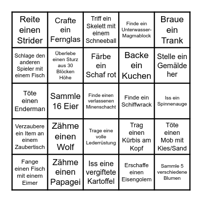 maikronik Minecraft Bingo Card