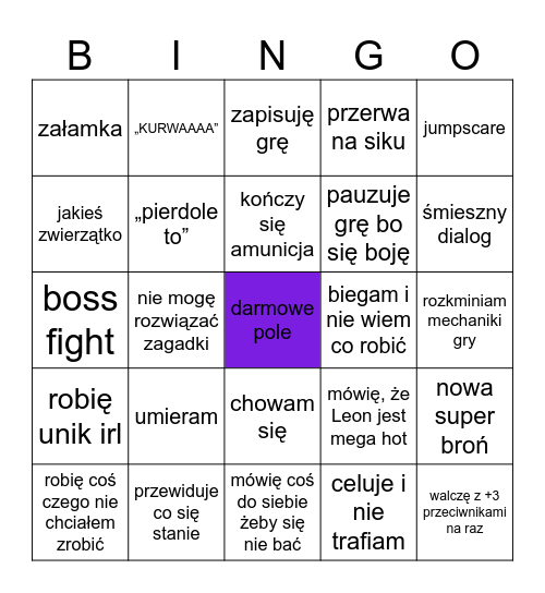 Bingo resident evil 2 Bingo Card