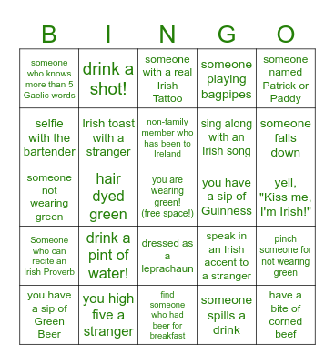 St Patrick's Day Bingo! Bingo Card