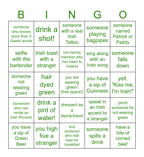 St Patrick's Day Bingo! Bingo Card