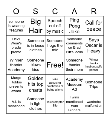 OSCAR BINGO Card