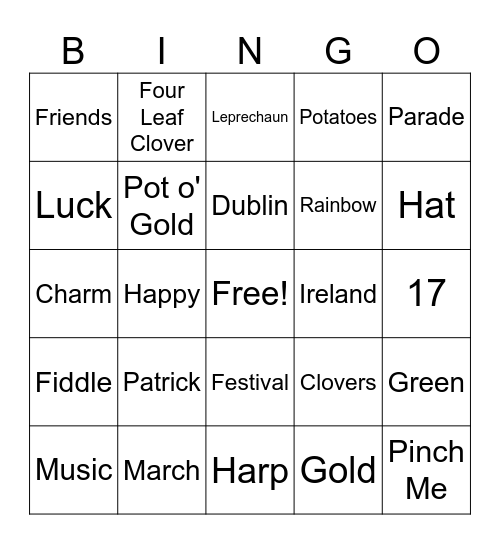 Saint Patrick's Day Bingo! Bingo Card