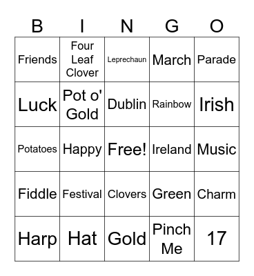 Saint Patrick's Day Bingo! Bingo Card
