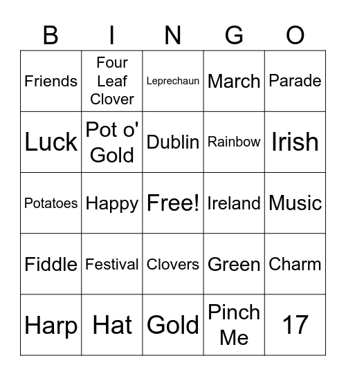 Saint Patrick's Day Bingo! Bingo Card