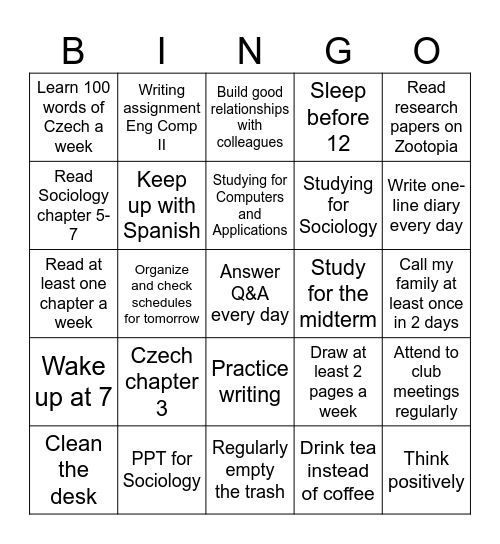 BINGO CARD Bingo Card