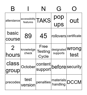 Campus Administrators LOVE State Testing Bingo Card