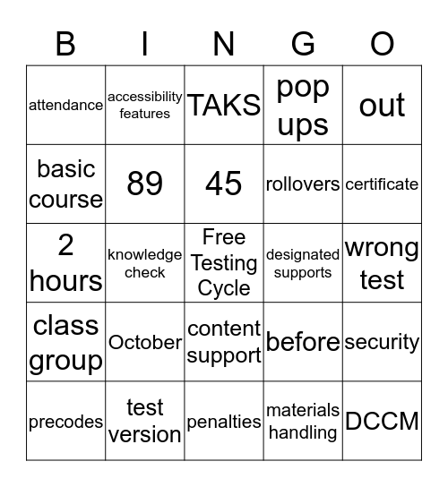 Campus Administrators LOVE State Testing Bingo Card