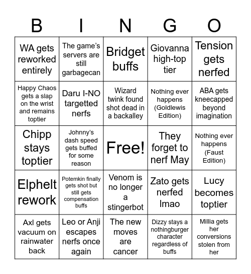STRIVE 2.0 patch Bingo Card