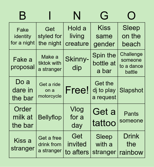 Spring Break Bingo Card