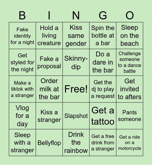 Spring Break Bingo Card