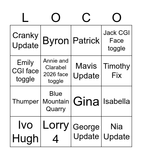 April - August 2026 Bingo Card
