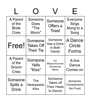 Bradley & Peyton's Wedding Bingo Card