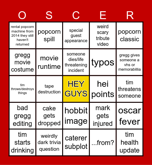 13TH ANNUAL OSCAR SPECIAL Bingo Card