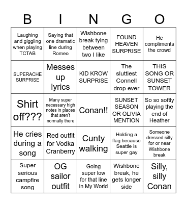 WISHBONE WORLD TOUR Bingo Card
