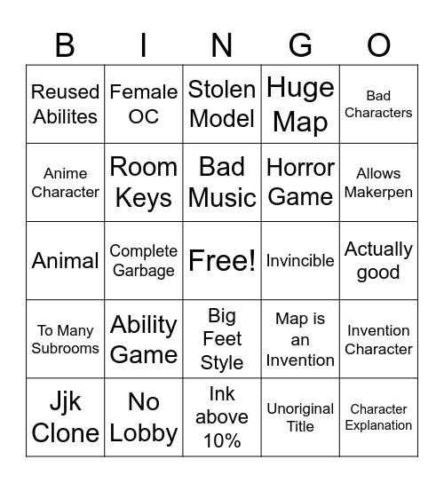 BYO Bingo Card