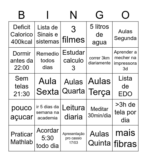 Semana 2 Bingo Card