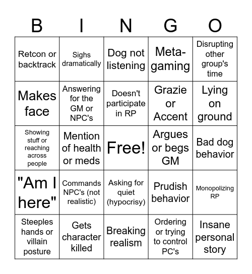 Vampire: The Masquerade Bingo Card