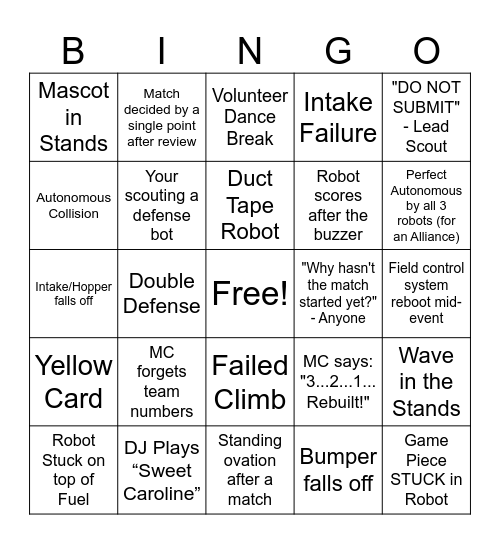 FRC ISA Scouting BINGO Card