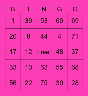 Bingo virtual Bingo Card