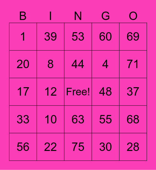 Bingo virtual Bingo Card