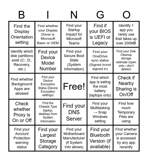 CompTIA Tech+ Bingo Card
