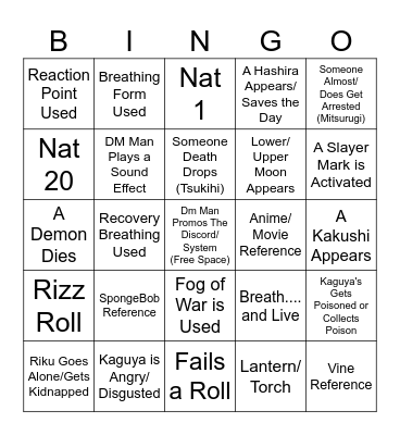 Breath and Live Bingo Card