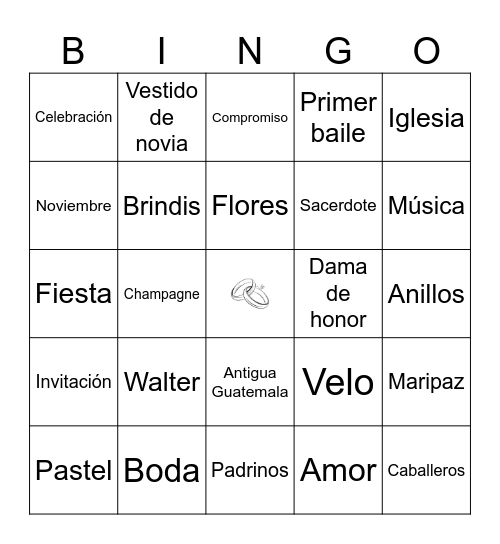 Despedida de soltera Maripaz Bingo Card