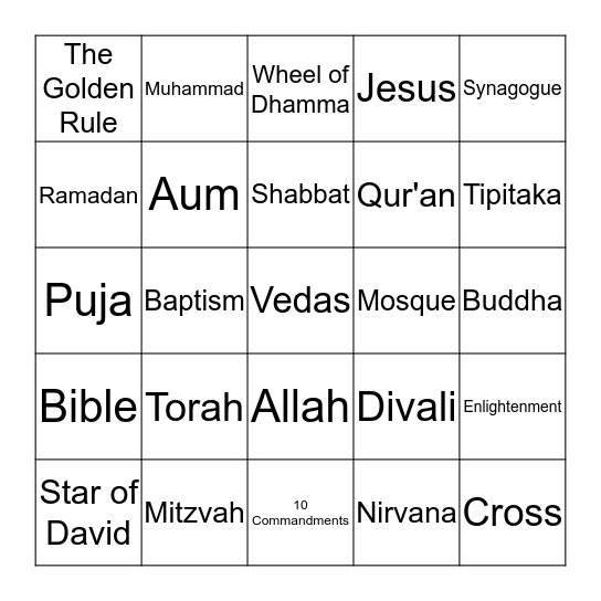 A Faith Like Mine Bingo Card