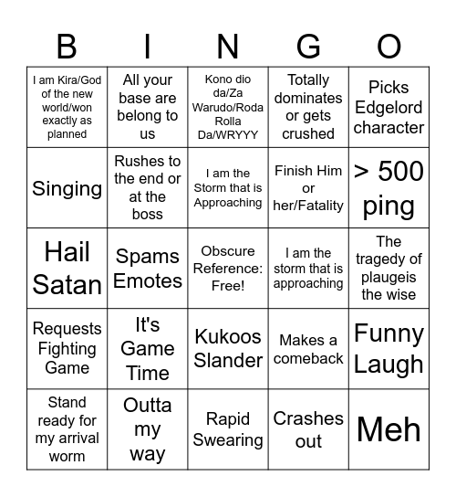 Big Dawg Bingo Card