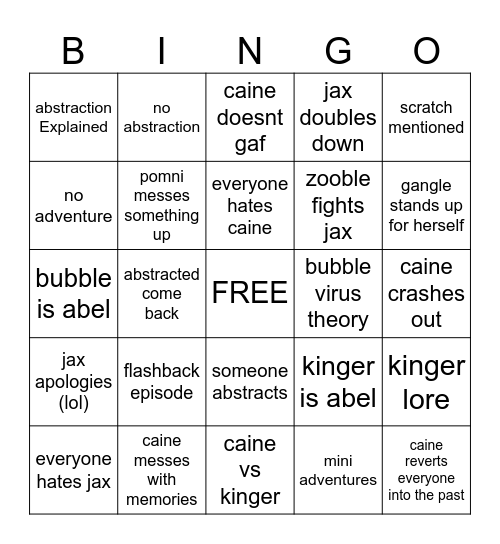 TADC EPISODE 8 PREDICTIONS Bingo Card