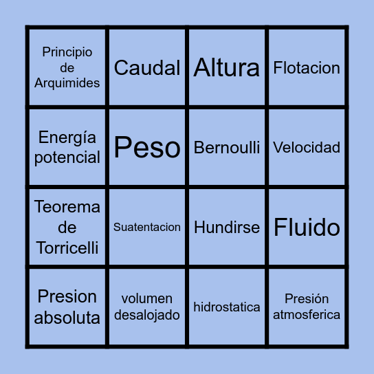 BINGO HIDRODINÁMICO Bingo Card