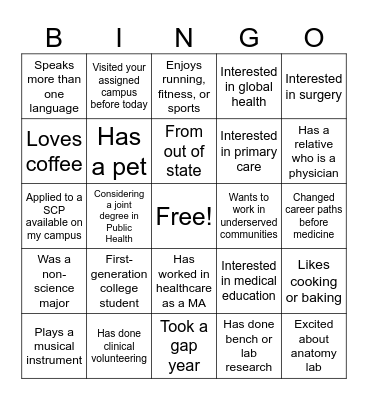 Second Look Bingo Card
