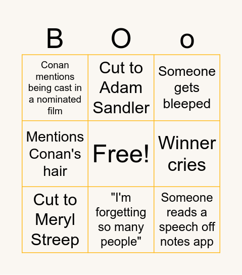 2026 OSCARS BINGO Card