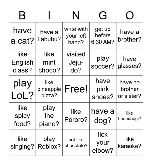 Do you...? Bingo Card