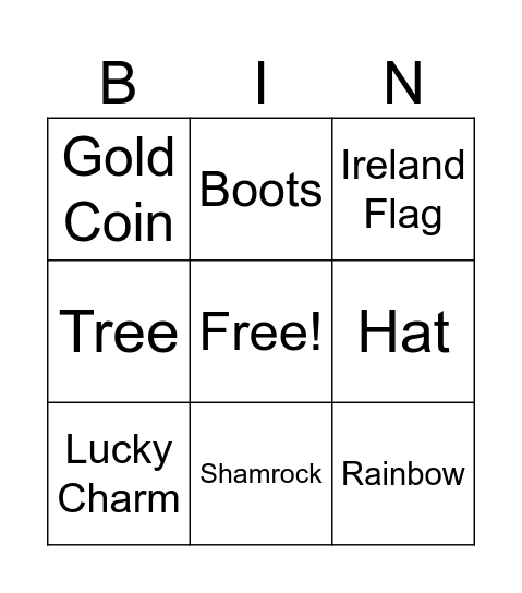 Saint Patrick's Day Bingo Card
