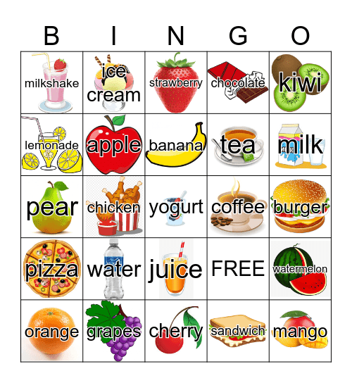 Food & Drinks Bingo Card