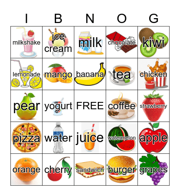 Food & Drinks Bingo Card