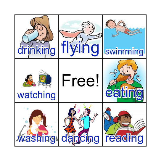 Present continuous Verbs Bingo Card