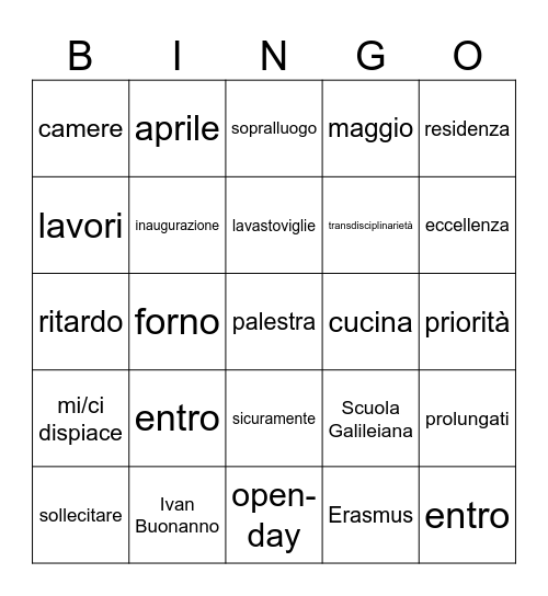 Incontro con il Direttore 16-03-2026 Bingo Card