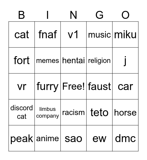 khsvbkawbisflbaieo Bingo Card