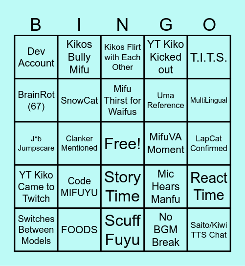 Mifuyu Stream Bingo Card