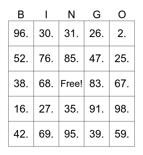 Bingo cancionero Bingo Card